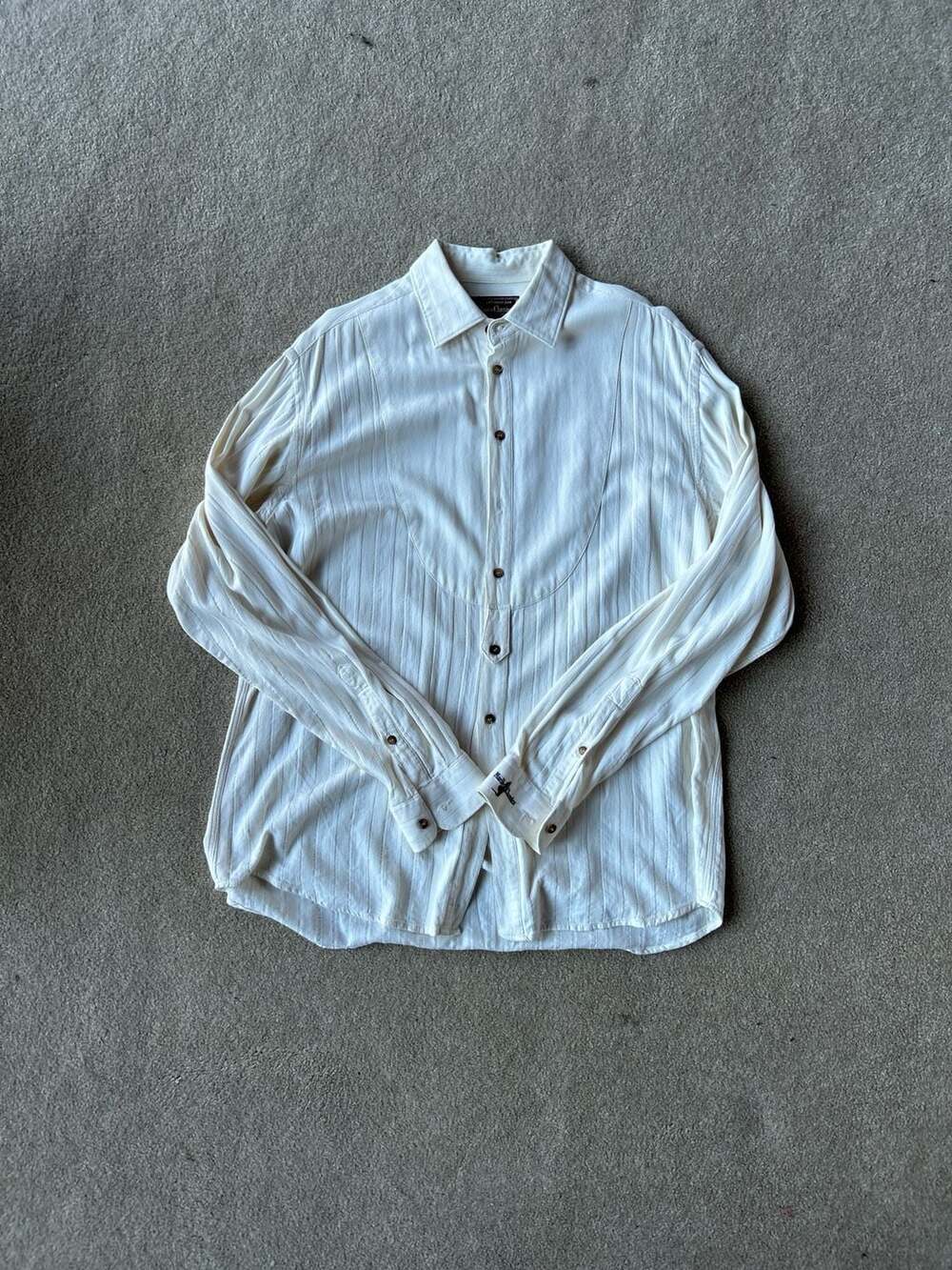 Marlboro Classics Men's Textured Striped Western Yoke Button Down Shirt Size XL